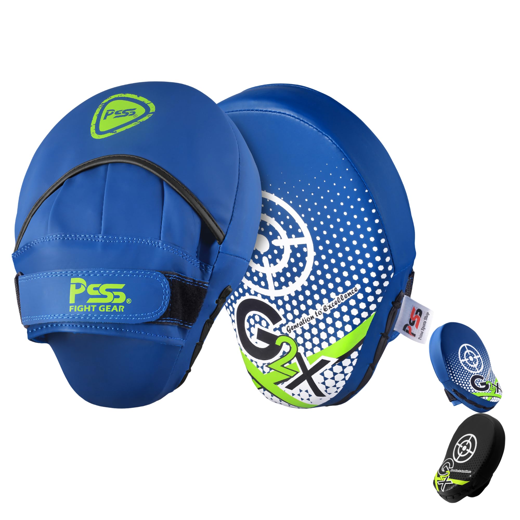PSS Pattes d’Ours G2X Bouclier De Frappe Cible Pao Boxe Cuir Incurvé Noir Bleu Muay Thaï