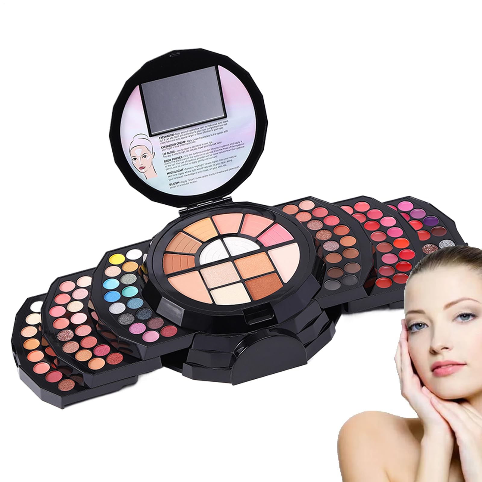 Kit Trucco Completo Molto Pigmentata Portatile Con Specchio Versatile | Set trucco da principianti pensato per donne e ragazze Include specchio
