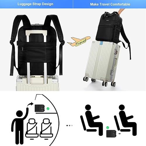 Miniatura 6 de CYUREAY Mochila convertible para laptop de 15.6 pulgadas para laptop y tablet, B-Negro, Mochila de viaje para mujer, bolsa para laptop