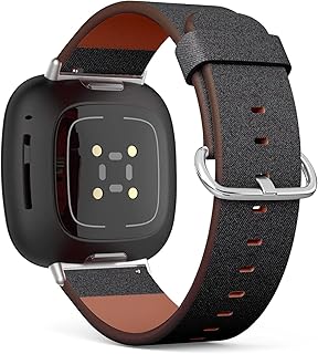 CJBROES Replacement Leather Watch Band, Compatible with Fitbit Versa 3 and Fitbit Sense of Wristband Bracelet Accessory - Jeans Denim