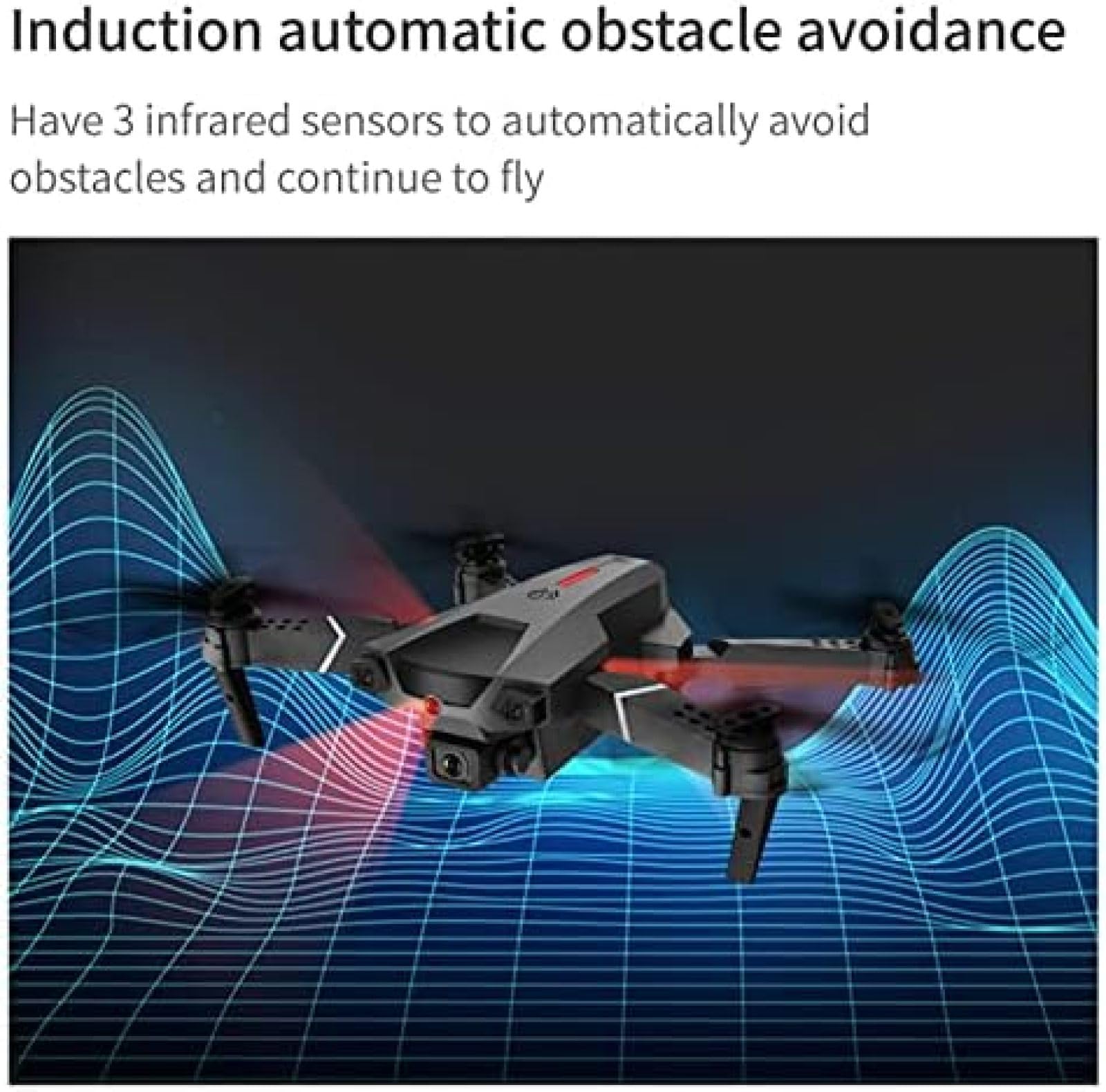 Dron z kamerą dla dorosłych, czujnik podczerwieni do unikania przeszkód RC Drone, profesjonalny podwójny aparat szerokokątny 4K HD 170°, czas lotu 25 minut, prezent dla dzieci, A