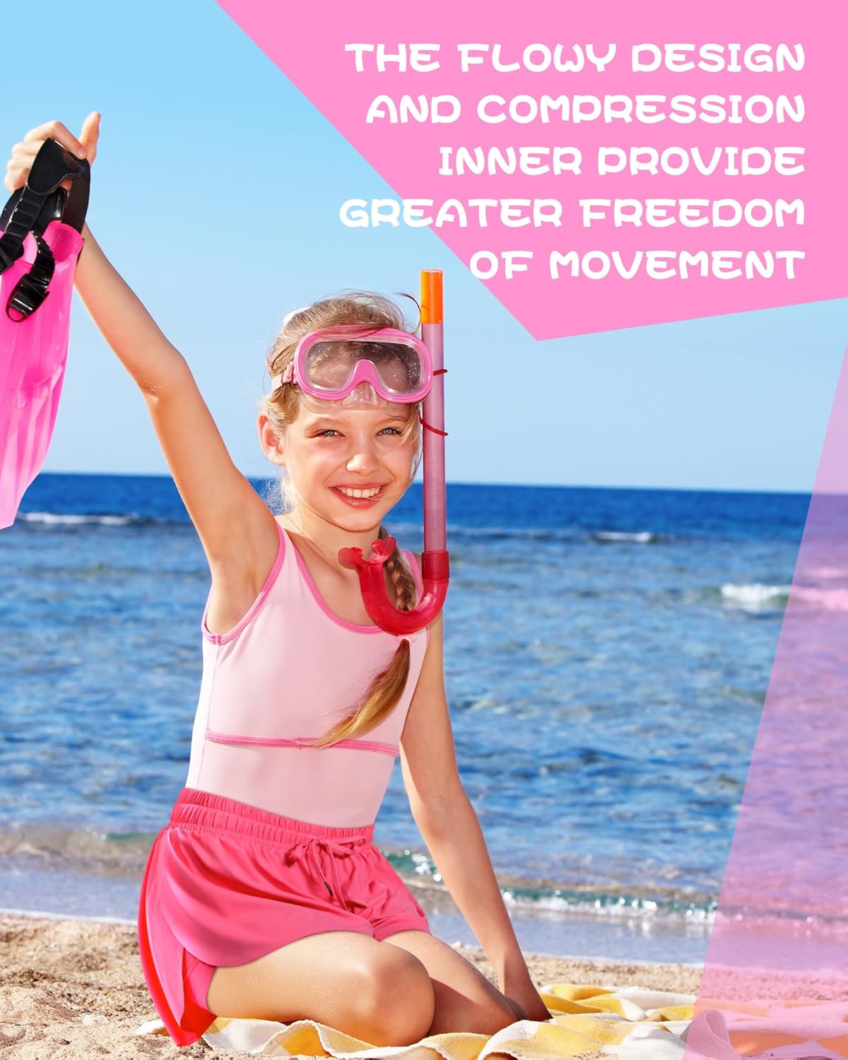 6 Pack Girls Flowy Shorts 2 in 1 Kids Butterfly Shorts with Pocket Youth Sports Skirts for Teen Running Fitness Yoga