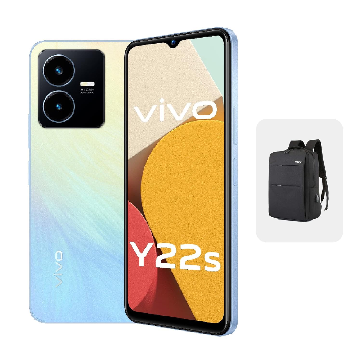 vivo Y22s 4G (Summer Cyan, 6GB RAM, 128GB) 50MP Rear Camera | 5000 mAh Battery | 18W Charging | Snapdragon 680 Processor | 12 Months Warranty + Backpack