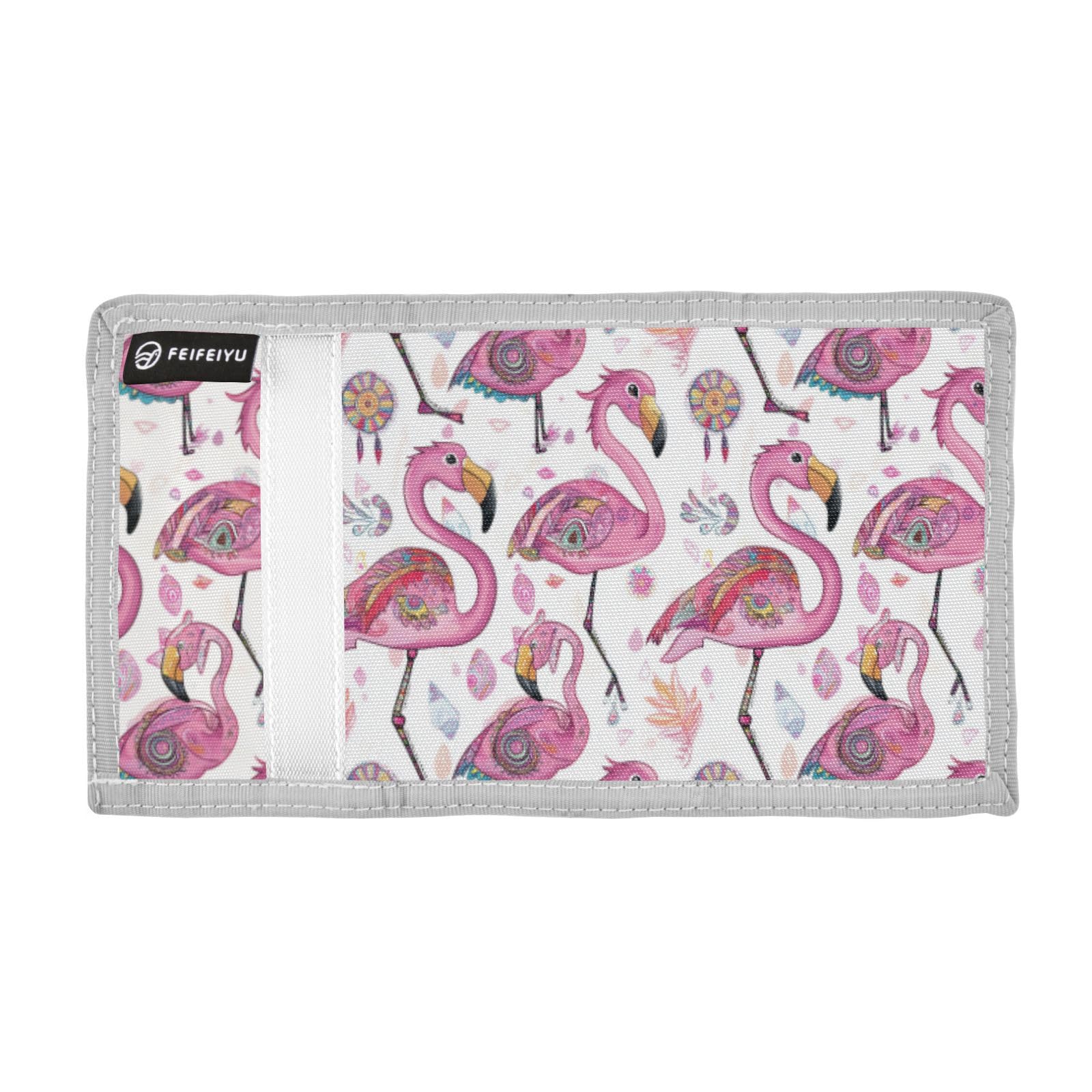 Wusikd Pink Flamingos Boho Kids Wallet for Boys Girls Cute Toddler Trifold Wallet Novelty Wallet for Teens Women Men