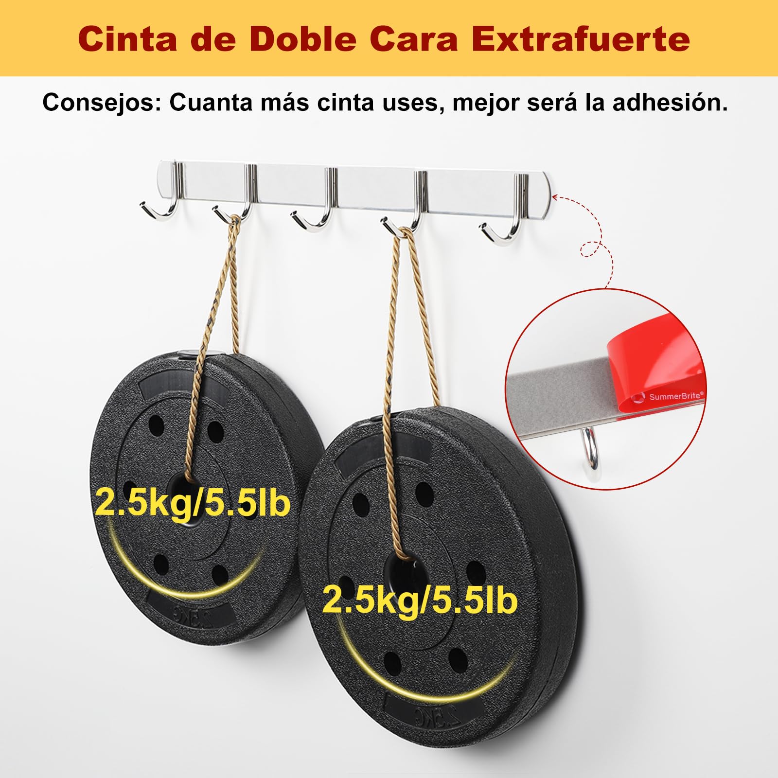 Summerbrite 2 Rollos Cinta de Doble Cara Extrafuerte- 25mm x 7.8m-Adhesivo Doble Cara, Cinta de Espuma Acrílica,Resistente al Agua y a la Temperatura Para Fijación de Alfombras,Uso Interior y Exterior