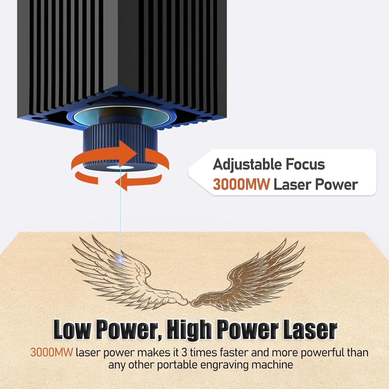 Graveur laser 2 en 1, découpeur portable de bureau, précision de 0,05 mm, zone de gravure de 80 x 80 mm, convient le bois, le plastique et le cuir.