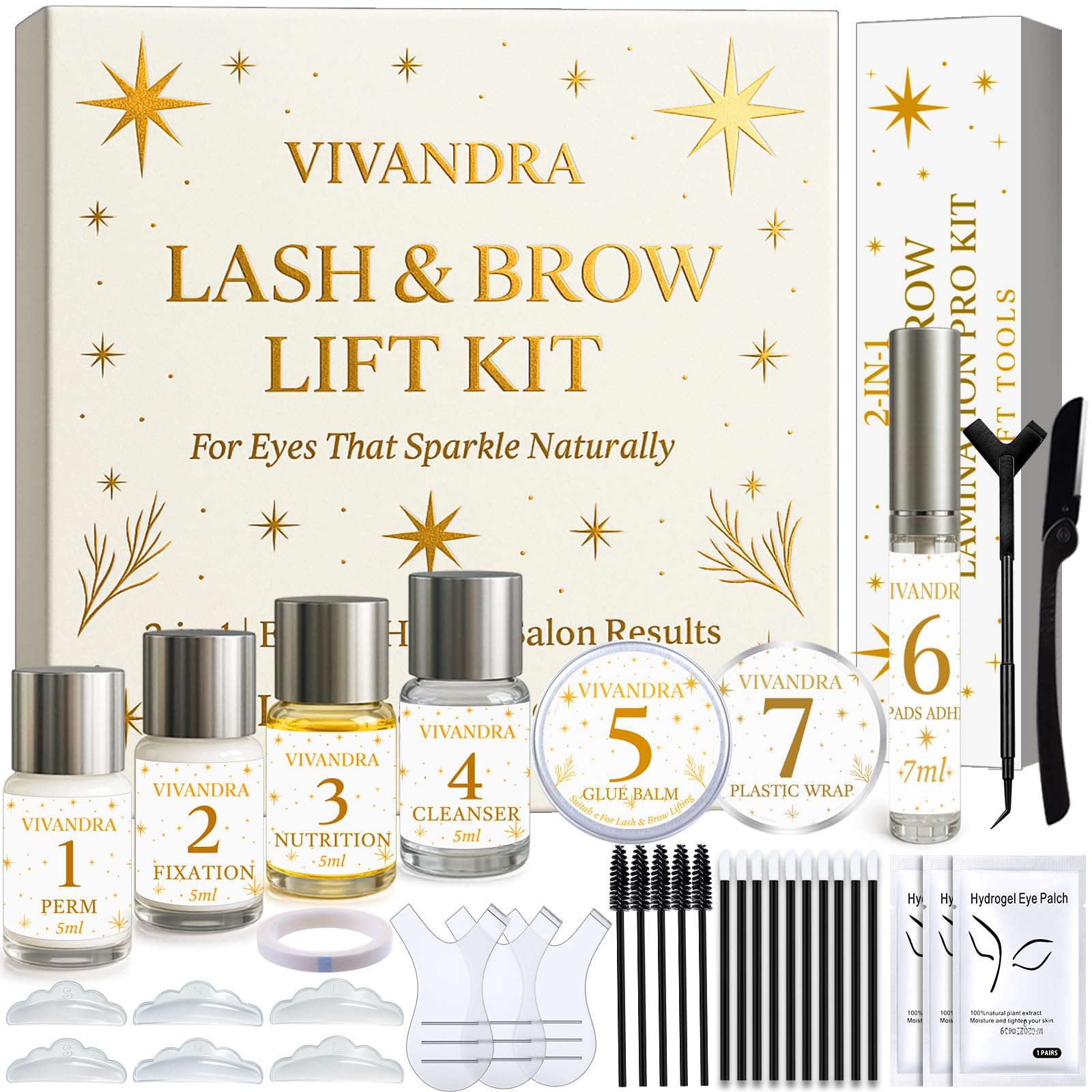 2-in-1 Wimpernlifting & Augenbrauen Lifting Set, Professionelles Brow Lamination Kit für Dichtere Brows & Langanhaltend Geschwungene Wimpern, Salonqualität Lash Lift & DIY zu Hause mit Anleitung