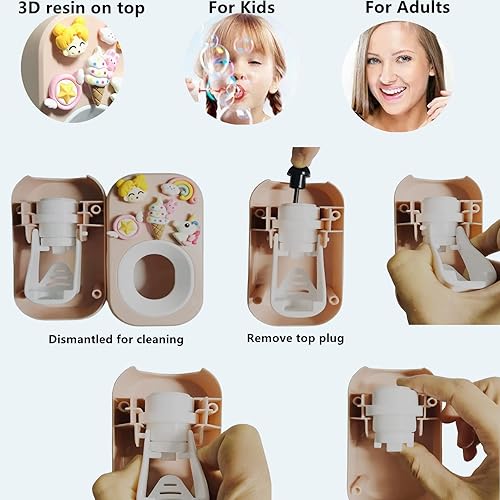 Vista 14 de Dispensador automático de pasta de dientes montado en la pared para baño, exprimidor de pasta de dientes para niños y ducha familiar