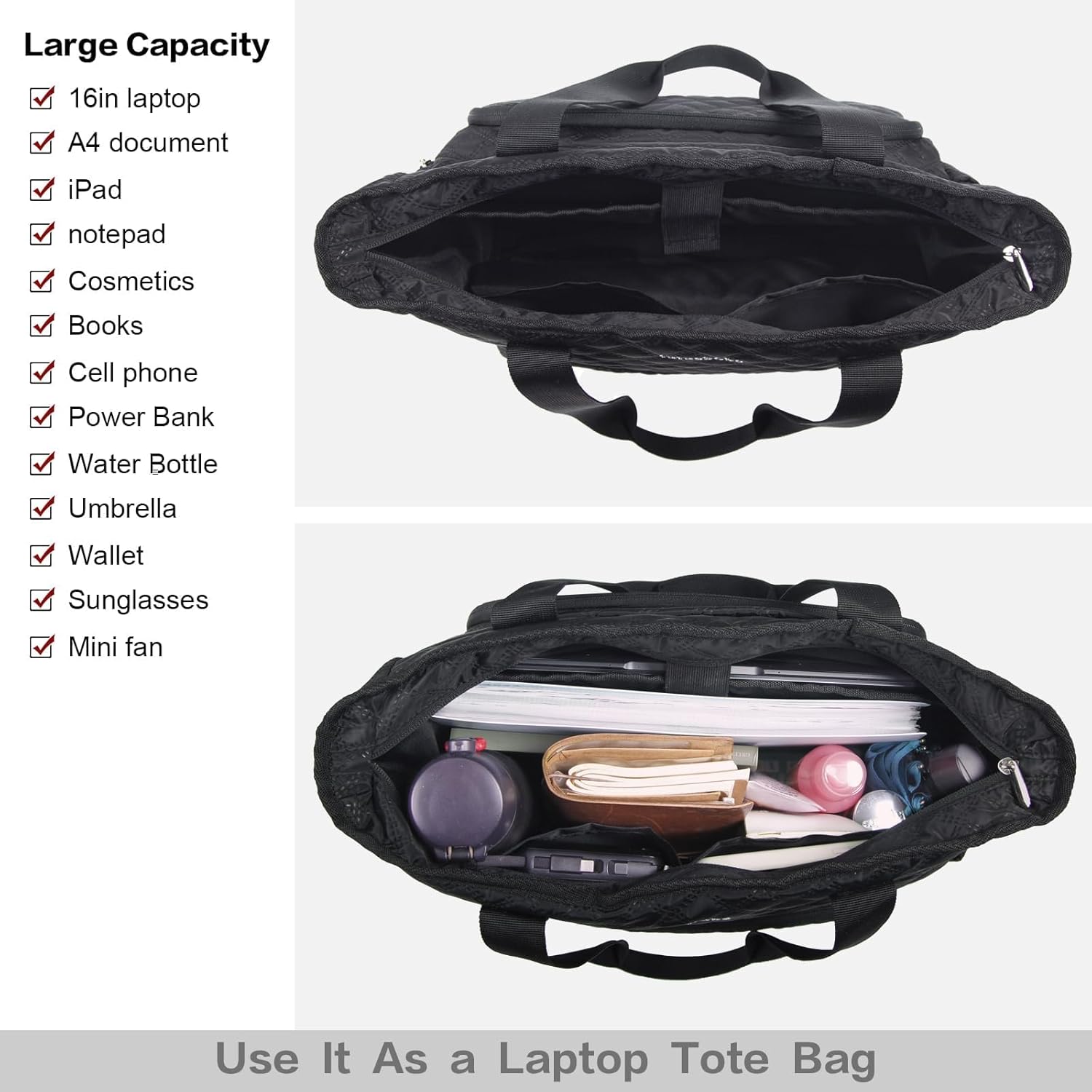 Lunch Tote Bag for Women,15.6" Laptop Work Bags with Insulated Lunch Compartment,2-in-1 Water-resistant Work Bag for Teacher Nurse Travel Office Daily School