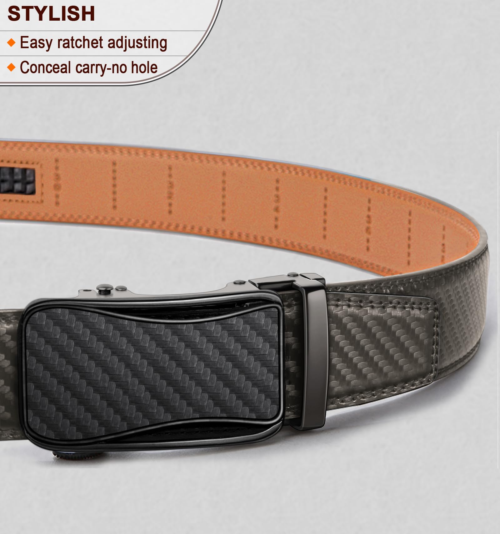 KEMISANT Cintura Uomo, Cintura Pelle Uomo Cricchetto Automatica Fibbia 35mm,Trim Regolabile per Adattars