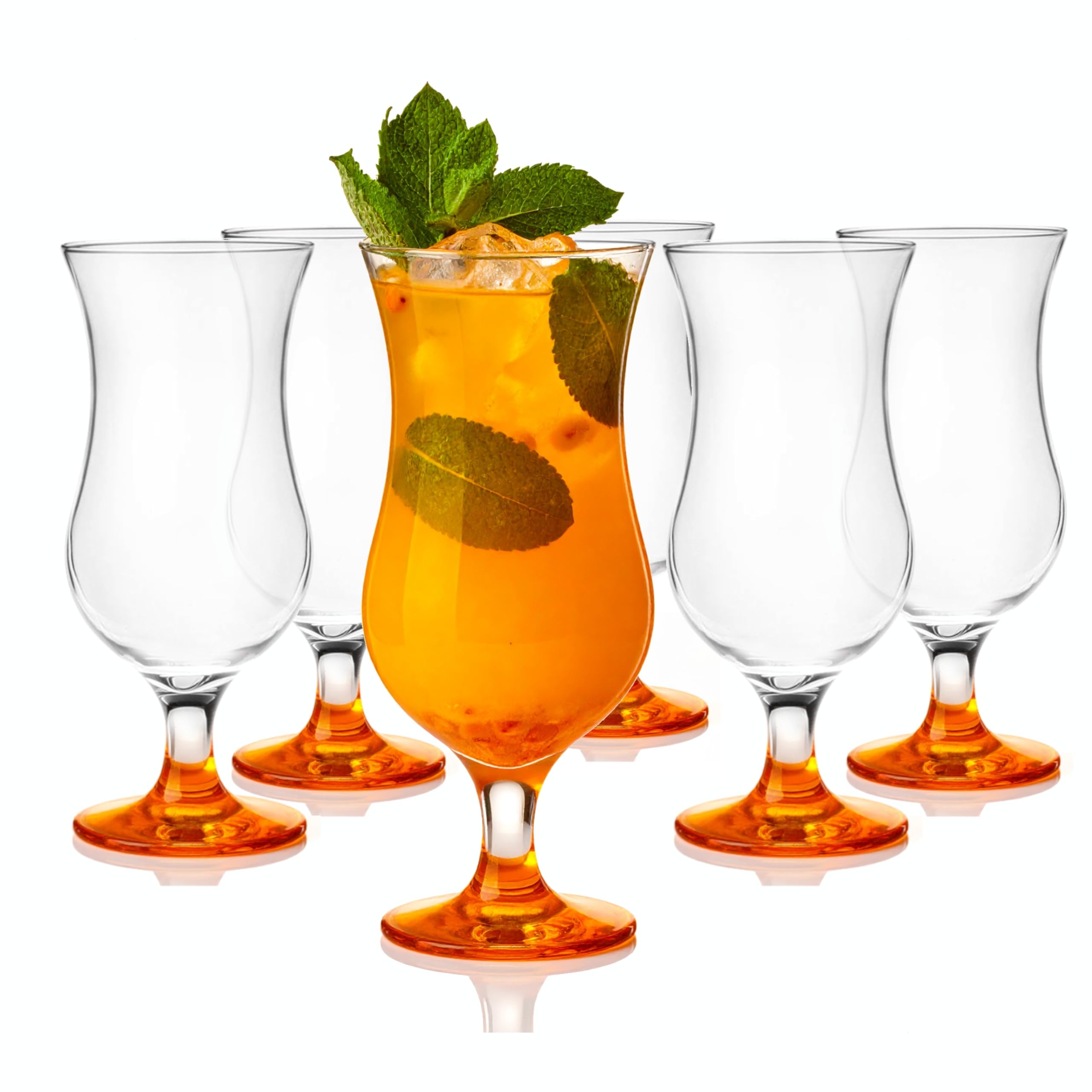 Glasmark Krosno Glasses Cocktail Glasses Set Long Drink Cocktail Gin Beer Water Long Drink Glasses Cocktail Glasses Drinking Glass Water Glass Smoothie Dessert Dishwasher Safe Orange 6 x 420 ml