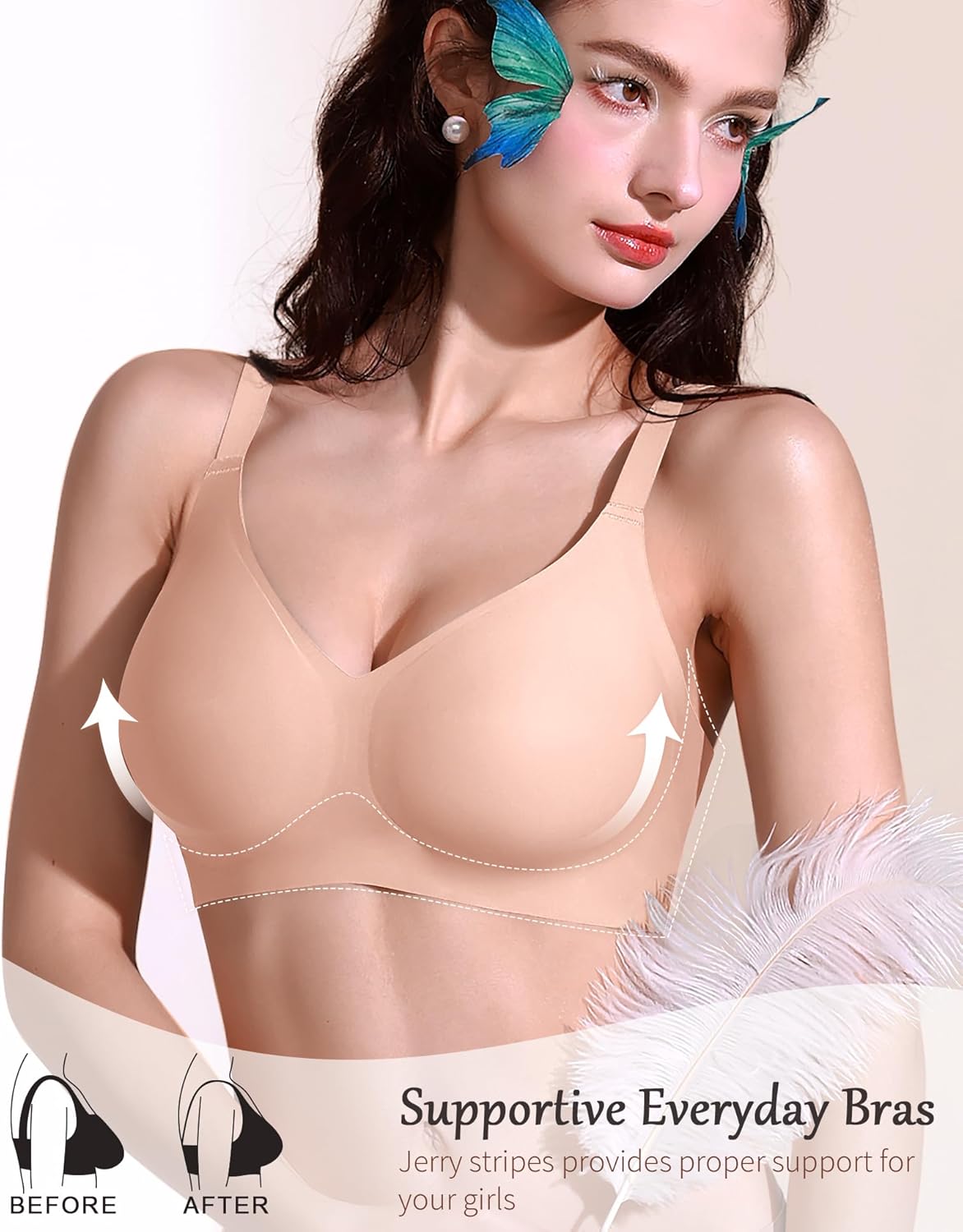 Ganado Bras for Women No Underwire Wireless Comfortable Push Up Bra Padded Full Coverage Everyday Bras - Image 3