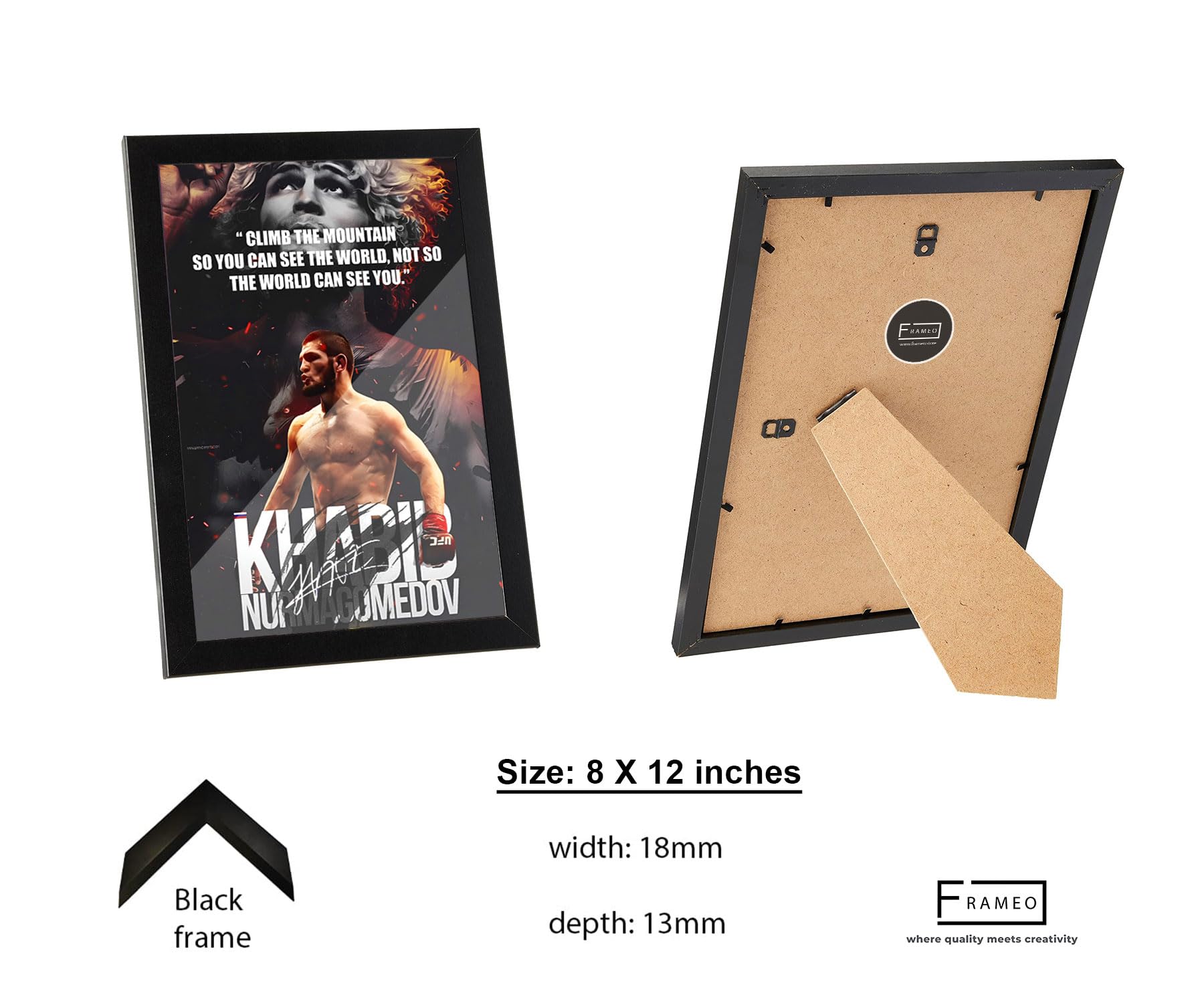 FRAMEO STORE Khabib Nurmagomedov Poster Glass frame, Khabib Nurmagomedov Quote wall art framed poster (A4 size - 8 X 12 Inches) 2