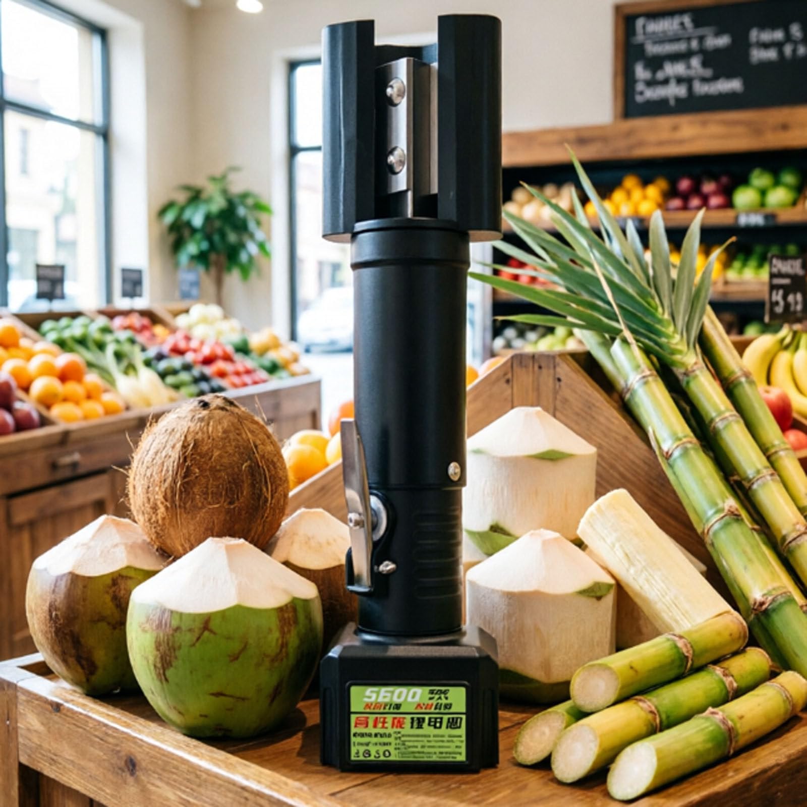 smafoseedding Electric Sugar Cane Scraper, 125w Automatic Sugarcane Peeling Machine, Electric Cane Peeler, 304 Stainless Blades, Dual Bearing For Sugar Cane, Coconut, Pumpkin Prep 2electricity+2blade