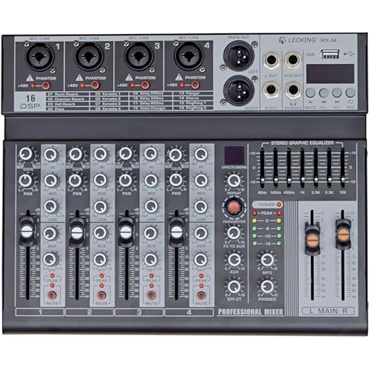 4 Channel DJ Mixer with EQ and Bluetooth