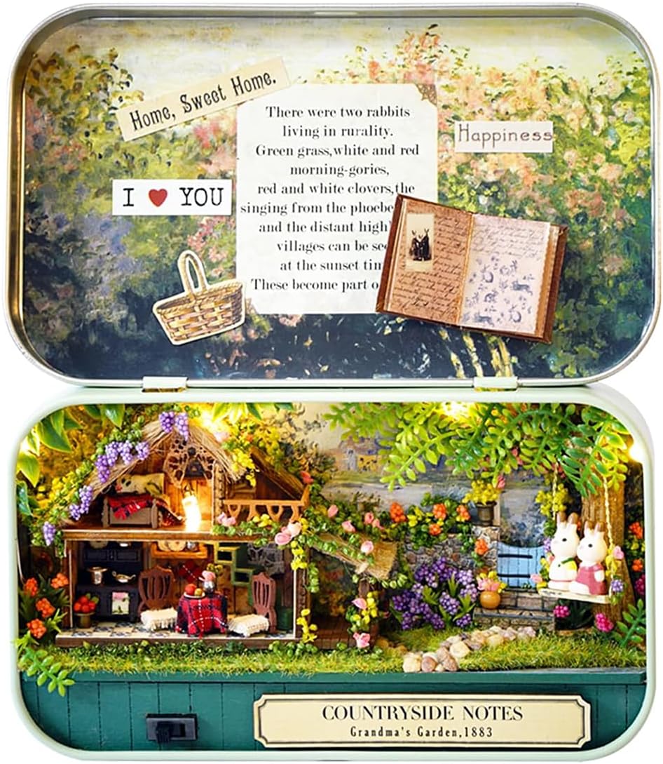Sarini Box Theatre Miniature Kit, Doll house Kit with Furniture, Creative Handmade Crafts for Teens and Adults, Gift for Birthday, Valentine's Day Father's Day