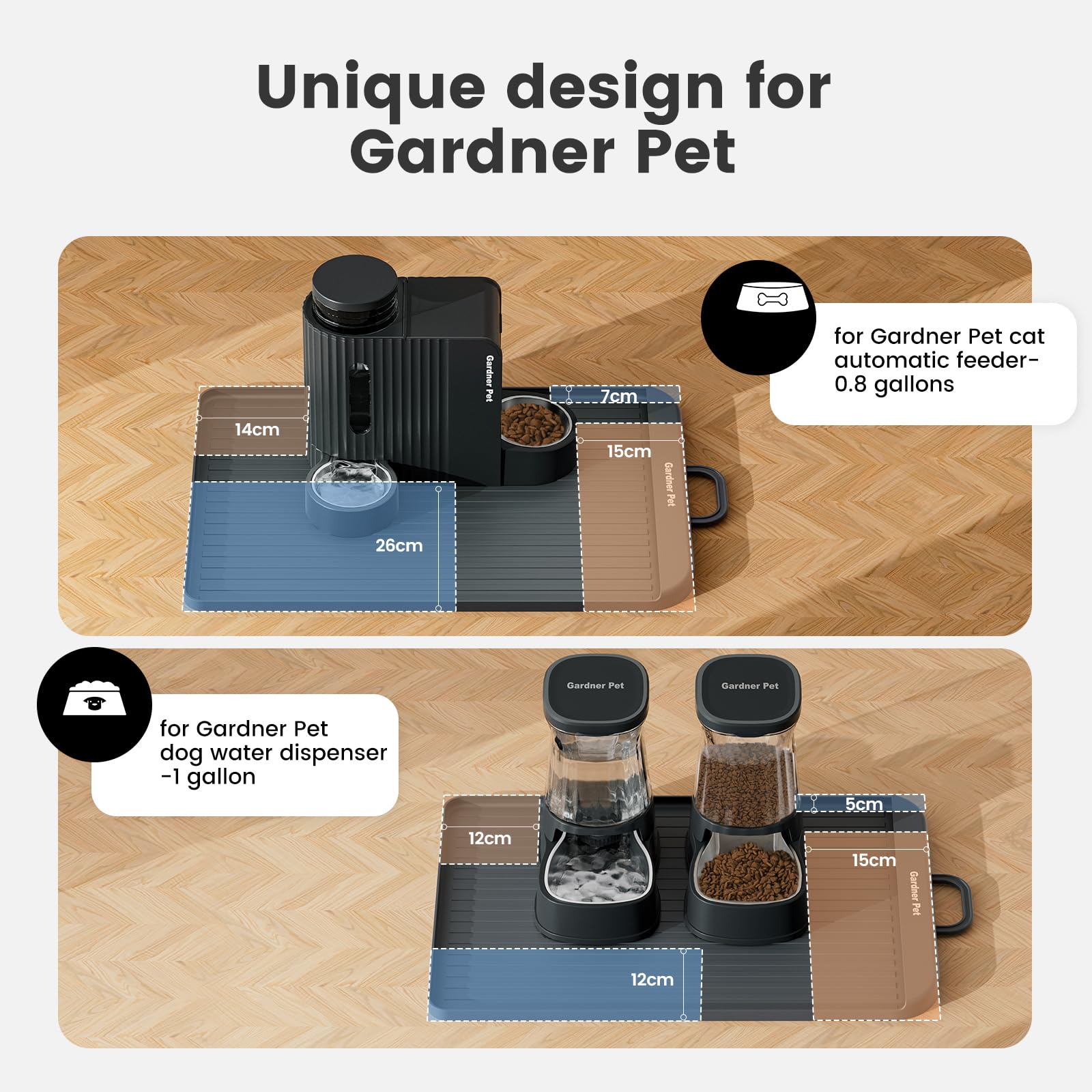 Gardner Pet Silikonowa mata wodna dla psów na podłogi, wodoodporna, antypoślizgowa miska dla psa, duże maty do jedzenia i wody, aby zapobiec rozlaniu psów, kotów.