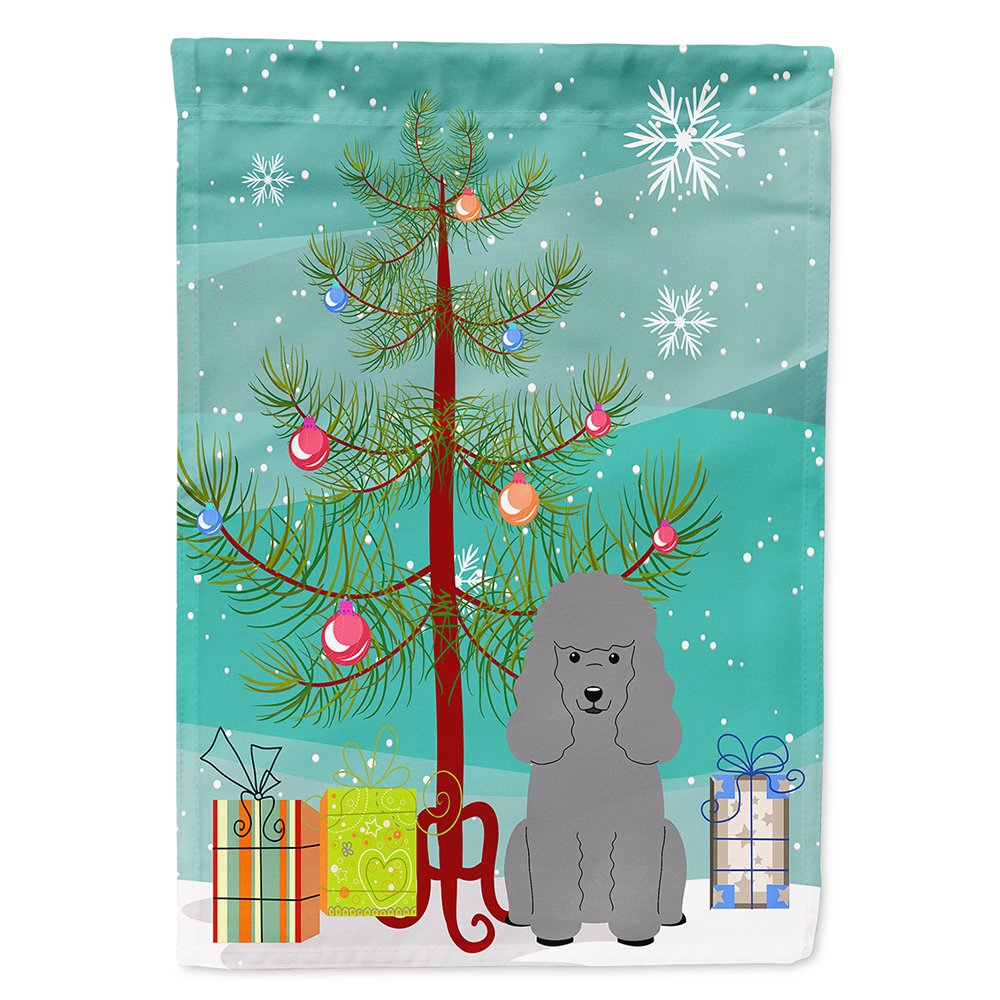 Drapeau Caniche argenté Merry Christmas Tree grand pavillon de jardin en toile