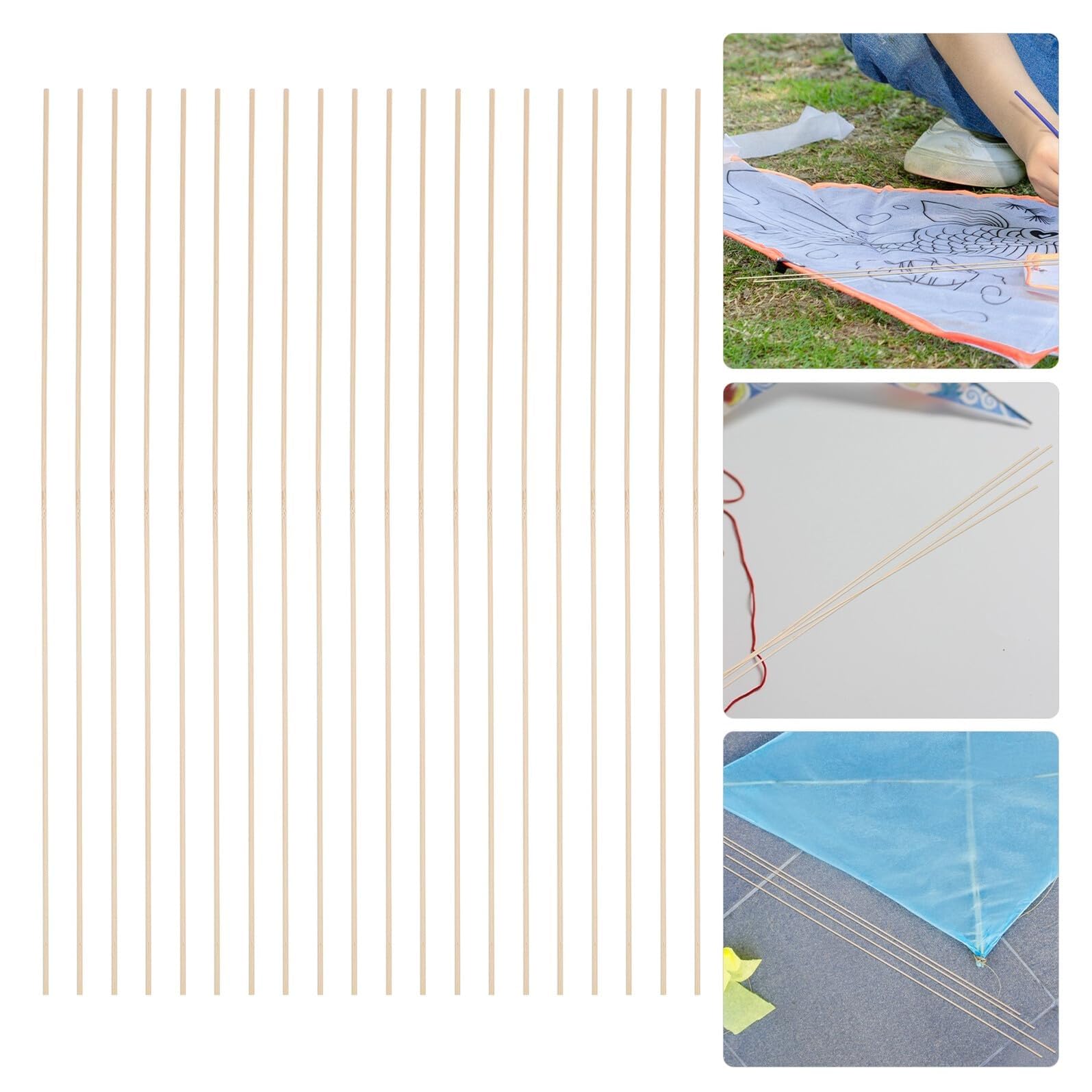 Bastoni di Bambù per Supporto Aquiloni 20 Pezzi per Ragazzo Ragazza | DIY Kite Crafting, Beige, Lisci e Schegge, Materiali per Realizzare Aquiloni e Attività Creative