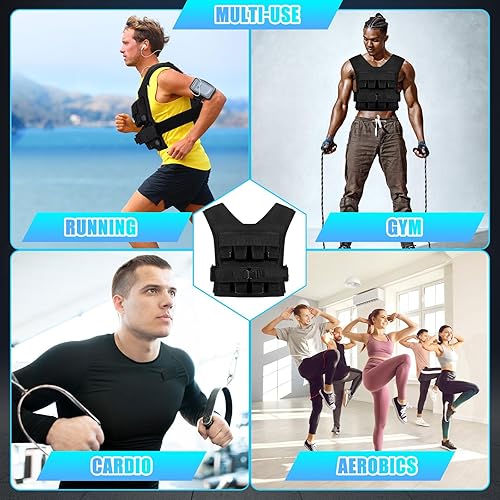 Miniatura 5 de Chaleco con peso ajustable de 35 libras para hombre, chaleco con peso de hierro para entrenamiento de fuerza, correr, ejercicio, construcción