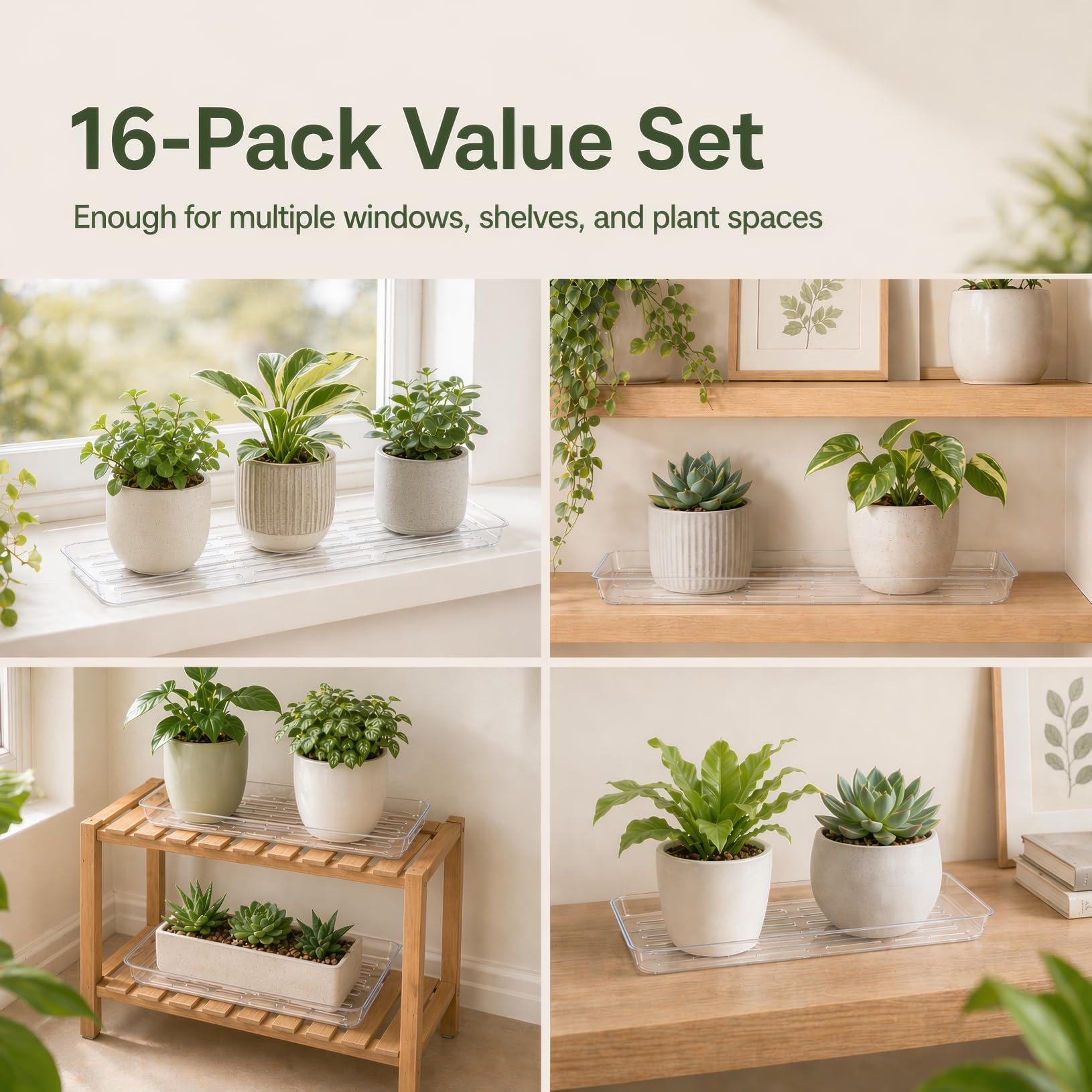 Amazon.com : Kingrol 16 Pack Clear Rectangular Plant Saucers, Thick Plastic  Drip Trays for Indoor Plants, Windowsill Plant Trays for Pots, Narrow  Planters and Seedlings : Patio, Lawn & Garden