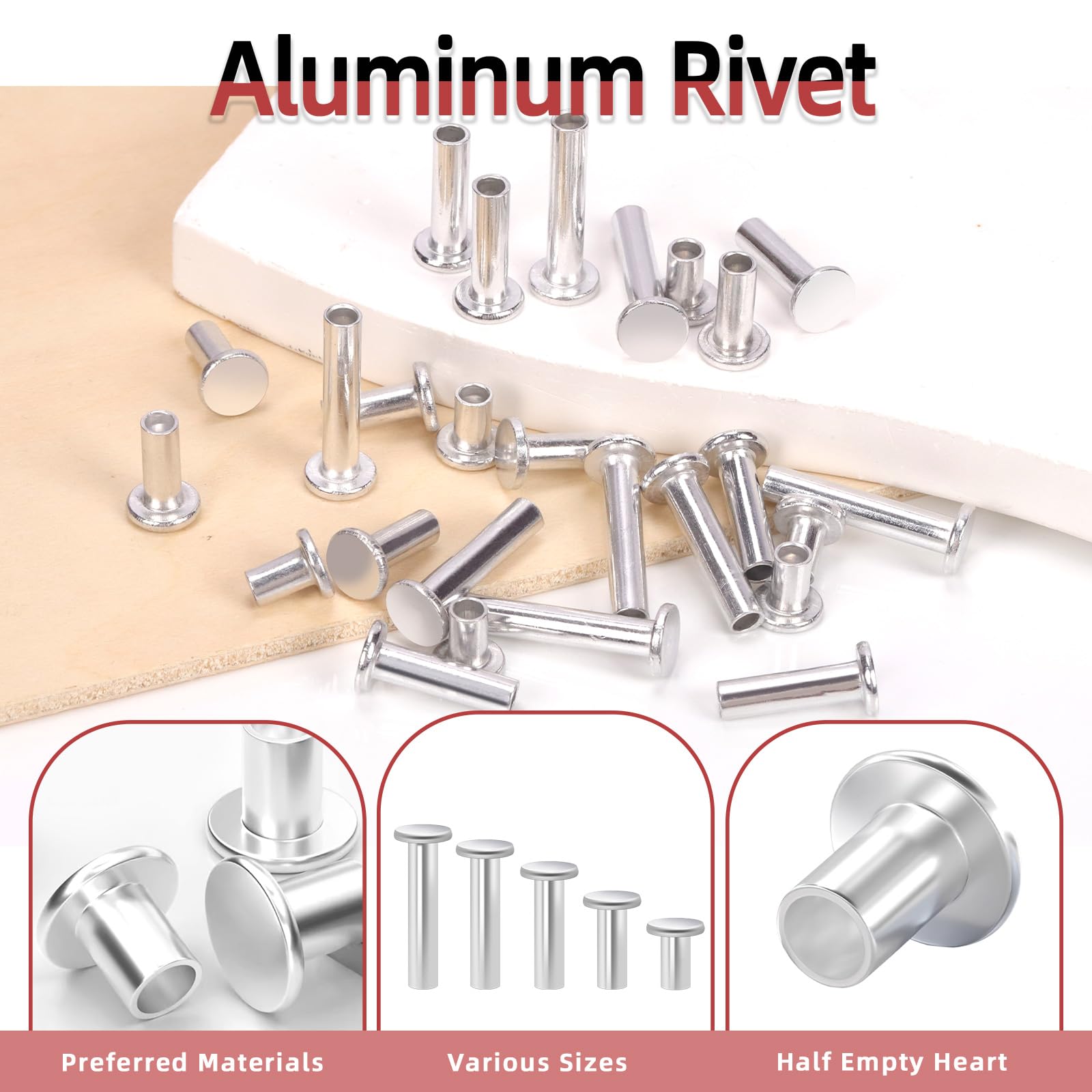 Aluminum Rivets Kit - 251PCS M4 Flat Head Rivets -3 Aluminum Rivets Kit - 251PCS M4 Flat Head Rivets -3