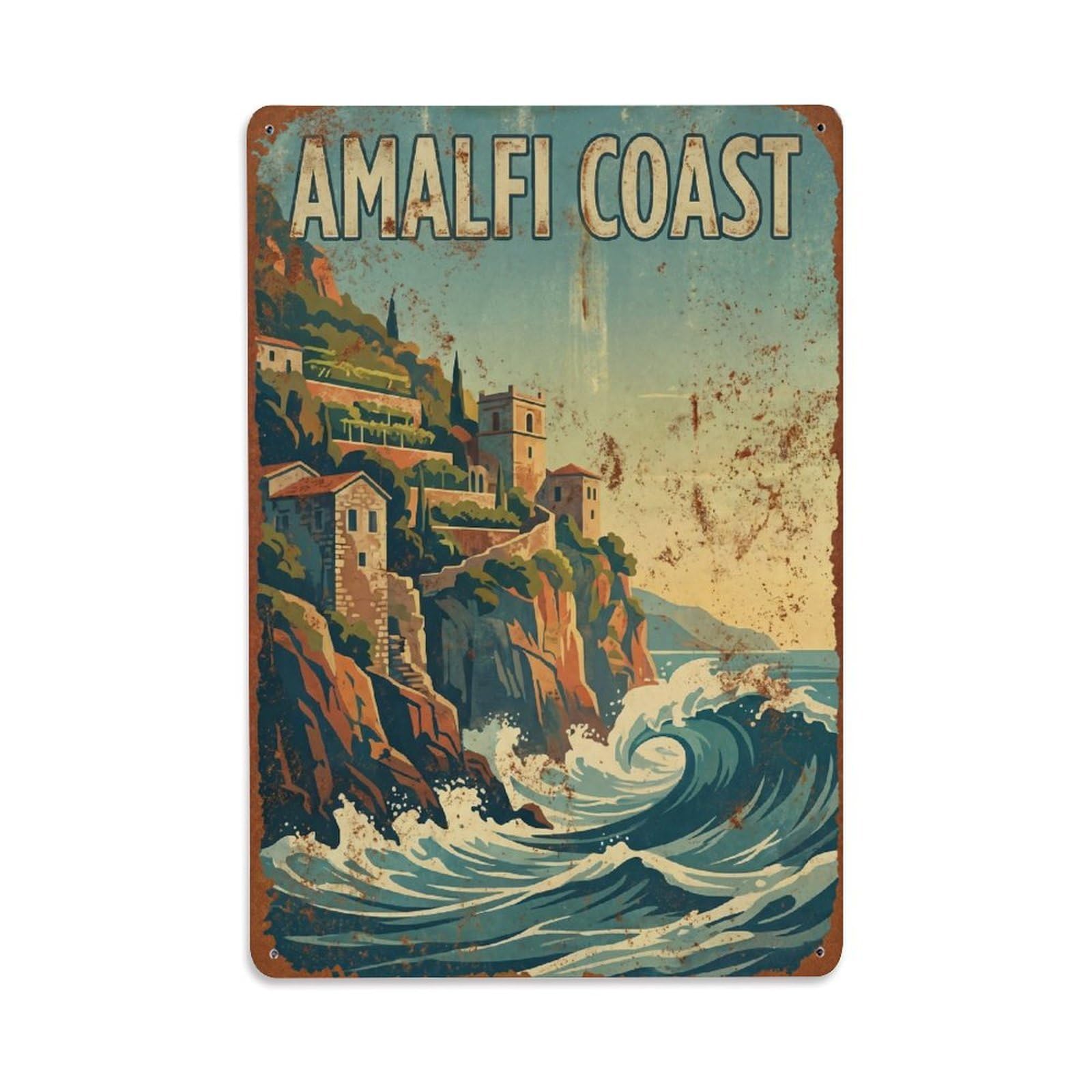Vintage Travel Precipice Italy Dramatic 1 Metal Tin Sign