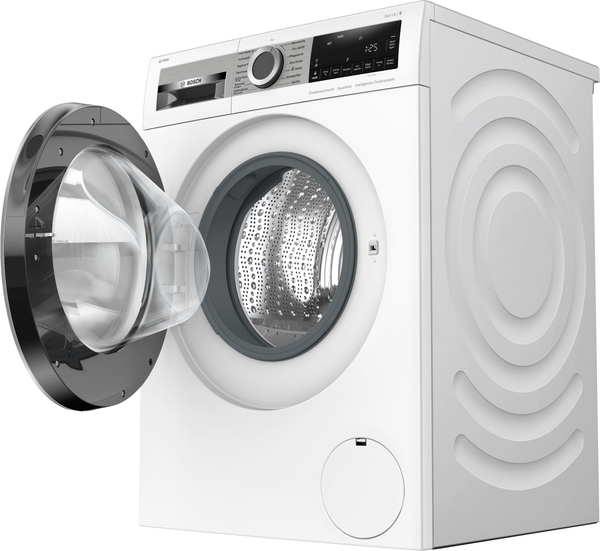 Bosch Serie 6 Waschmaschine 9 kg 1400 UpM Fleckenautomatik WGG244F40 | i-DOS vollautomatische Flüssigwaschmittel-Dosierung, langlebiger bürstenloser Motor, Knitterschutz per Iron Assist Dampf