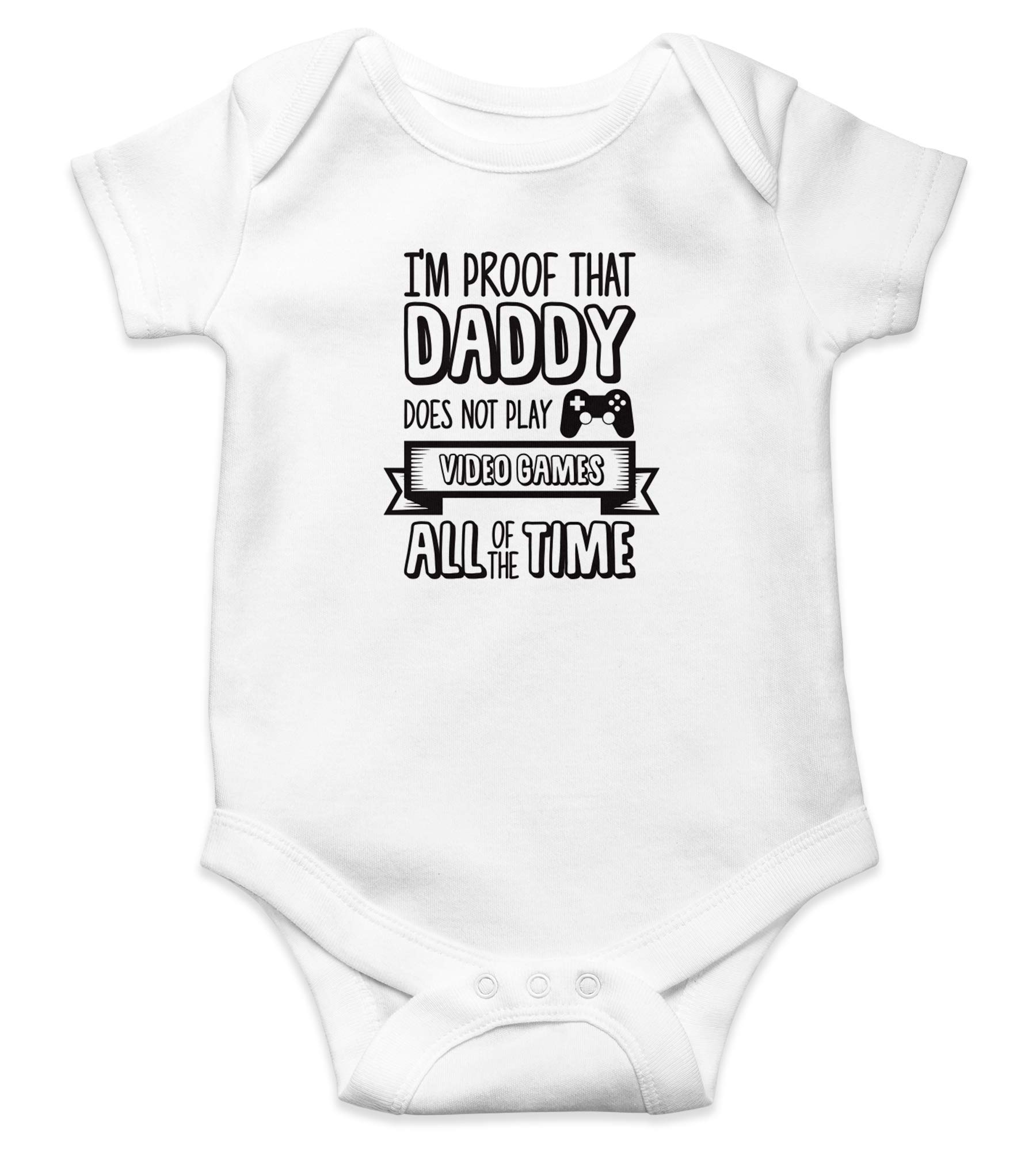 Smartypants White I'm Proof That Daddy Does Not Play Video Games All The Time Babygrow Cute Baby Present Gift Father's Day Dad Birthday Christmas Newborn Born (, 0-3 Months)