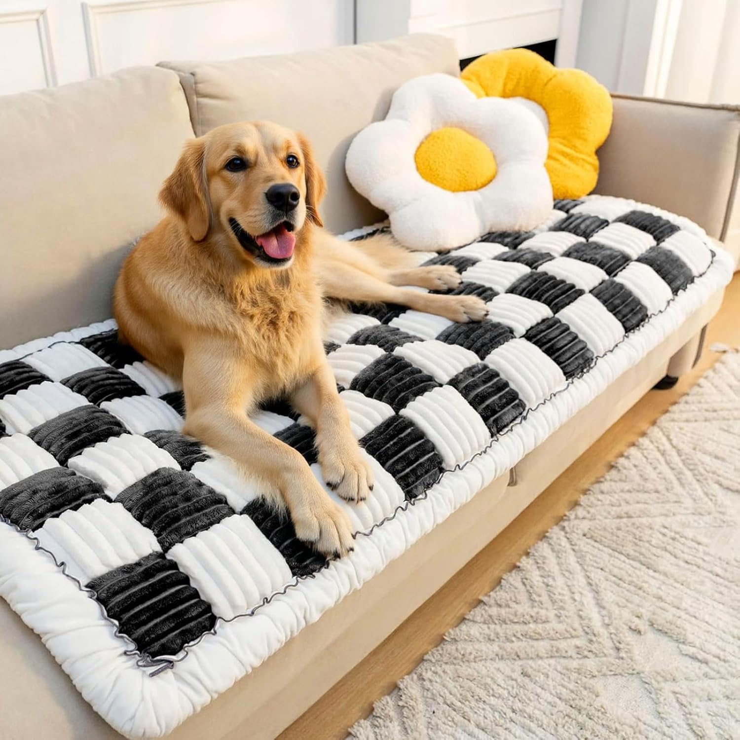 LiveGo Couch Cover for Dogs Washable, Sofa Cover Protector, Couch Covers for 3 Cushion Couch Sofa Pet Friendly, Soft, Non Slip Black 70x180 cm / 27.6x70.9 in