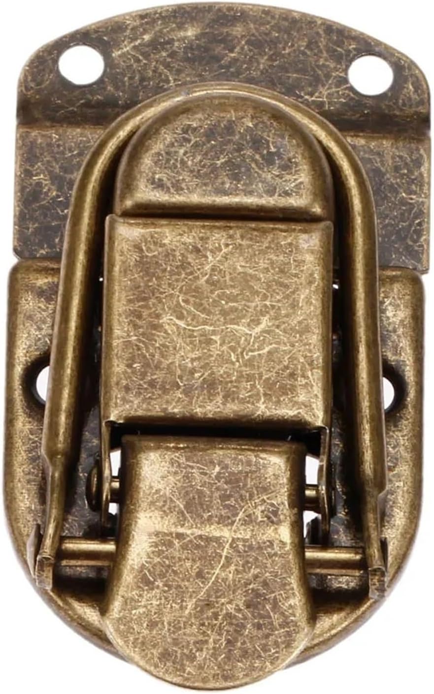 Compatible 1 Set Vintage Metal Lock Hasp with Screws, Toggle Buckle for Jewelry Boxes & Furniture Hardware(Antique Bronze)