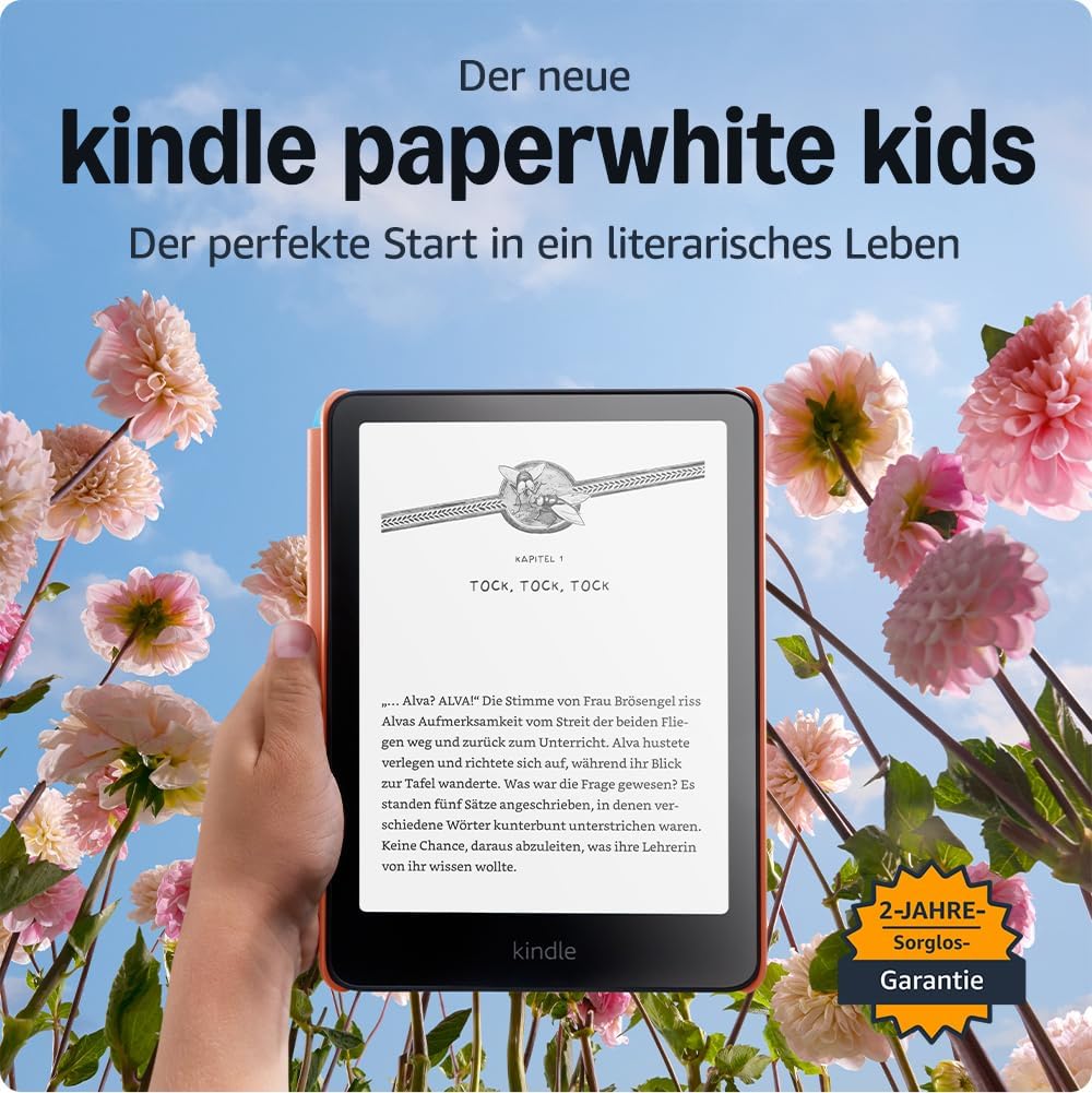 Der neue Amazon Kindle Paperwhite Kids (16 GB) – Größeres, blendfreies 7-Zoll-Display – Mit Kindle lesen Kinder durchschnittlich mehr als mehr als 45 Minuten – Tiefsee-Design