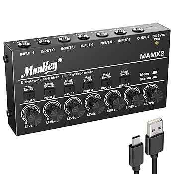 オーディオミキサー 6チャンネル DJ USB Bluetooth Amazon.co.jp: ミキサー 6チャンネルオーディオミキサー、USB