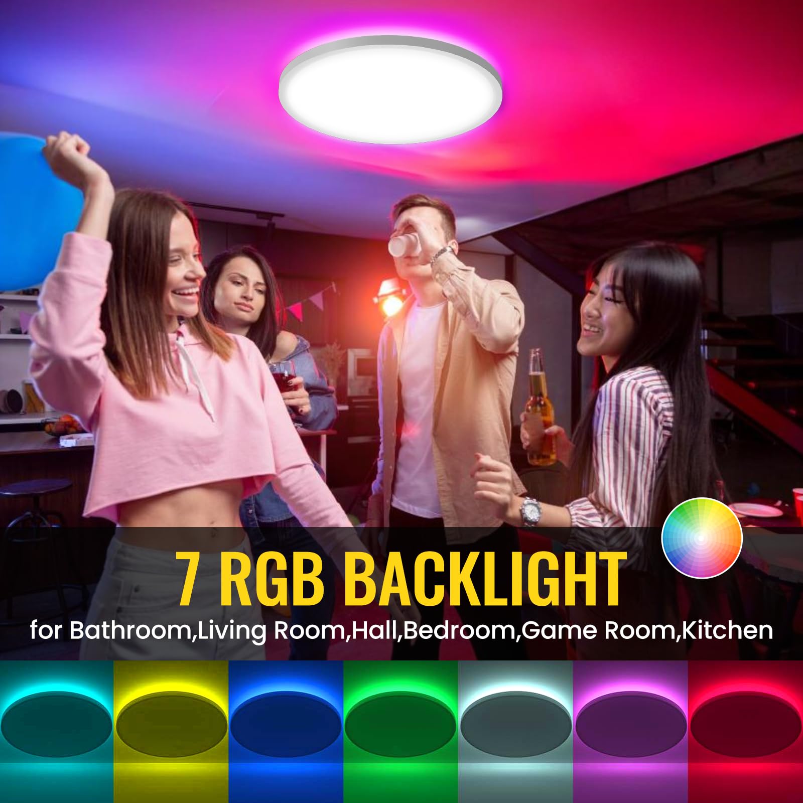 Lamptobe 30CM LED Ceiling Light for Bedroom with Remote Control, Rgb Backlight - Image 3