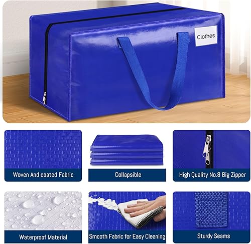 Miniatura 3 de BlissTotes Bolsas de mudanza, suministros de mudanza resistentes y bolsas de almacenamiento, bolsas de embalaje extragrandes, cajas con bolsillos