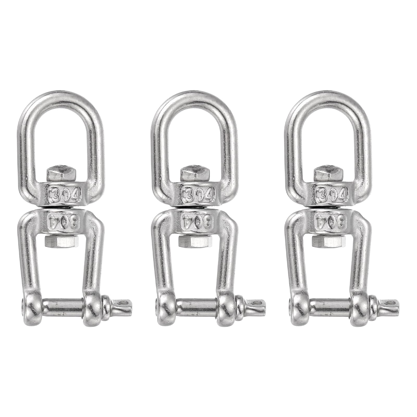 PATIKIL Double Ended Swivel Hook, (M5, 3Pcs), 304 Stainless Steel Eye to Jaw Swivel Shackle Ring Connector, Suit for Marine/Tree Swing/Hammock Chair/Gardens/Outdoor Activities — image 1