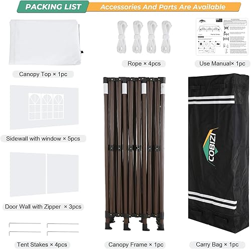 Miniatura 7 de COBIZI Tienda de campaña resistente de 10 x 30 pulgadas, toldo comercial desplegable de 10 x 30 pulgadas para fiestas, kioscos impermeables con 8