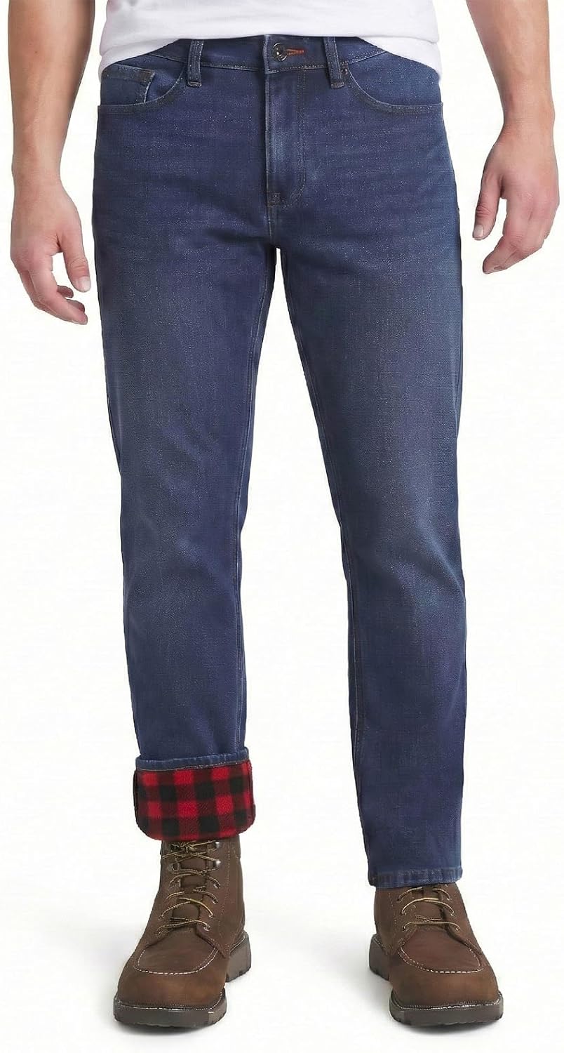 Weatherproof Vintage Fleece Lined Jeans Men - Regular Fit | Soft & Warm, Cold Weather Insulated Fleece Winter Pants for Men