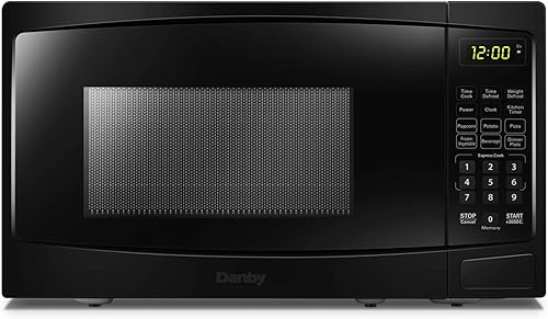 Danby DBMW1120BBB - Microondas para encimera de 1.1 pies cúbicos en negro, 1000 vatios, microondas de tamaño familiar con puerta de botón