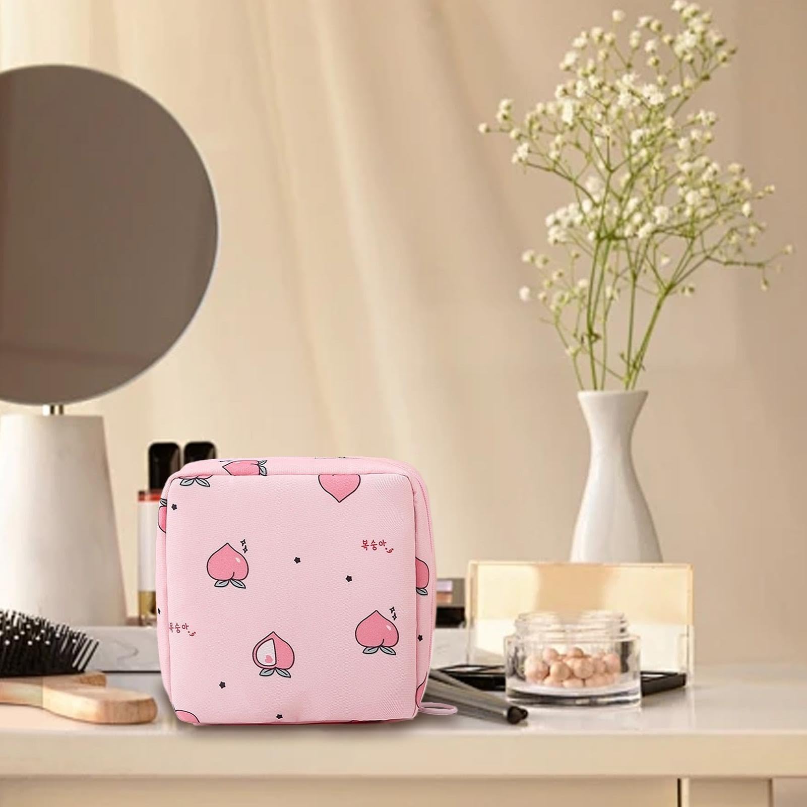 Sanitary Pad Case - Menstrual Napkin Storage Bag, Sanitary Napkin Organizer | Portable High-Capacity Sanitary Napkin Holder with Zipper, Women's Menstrual Cycle Bag for Convenient Storage