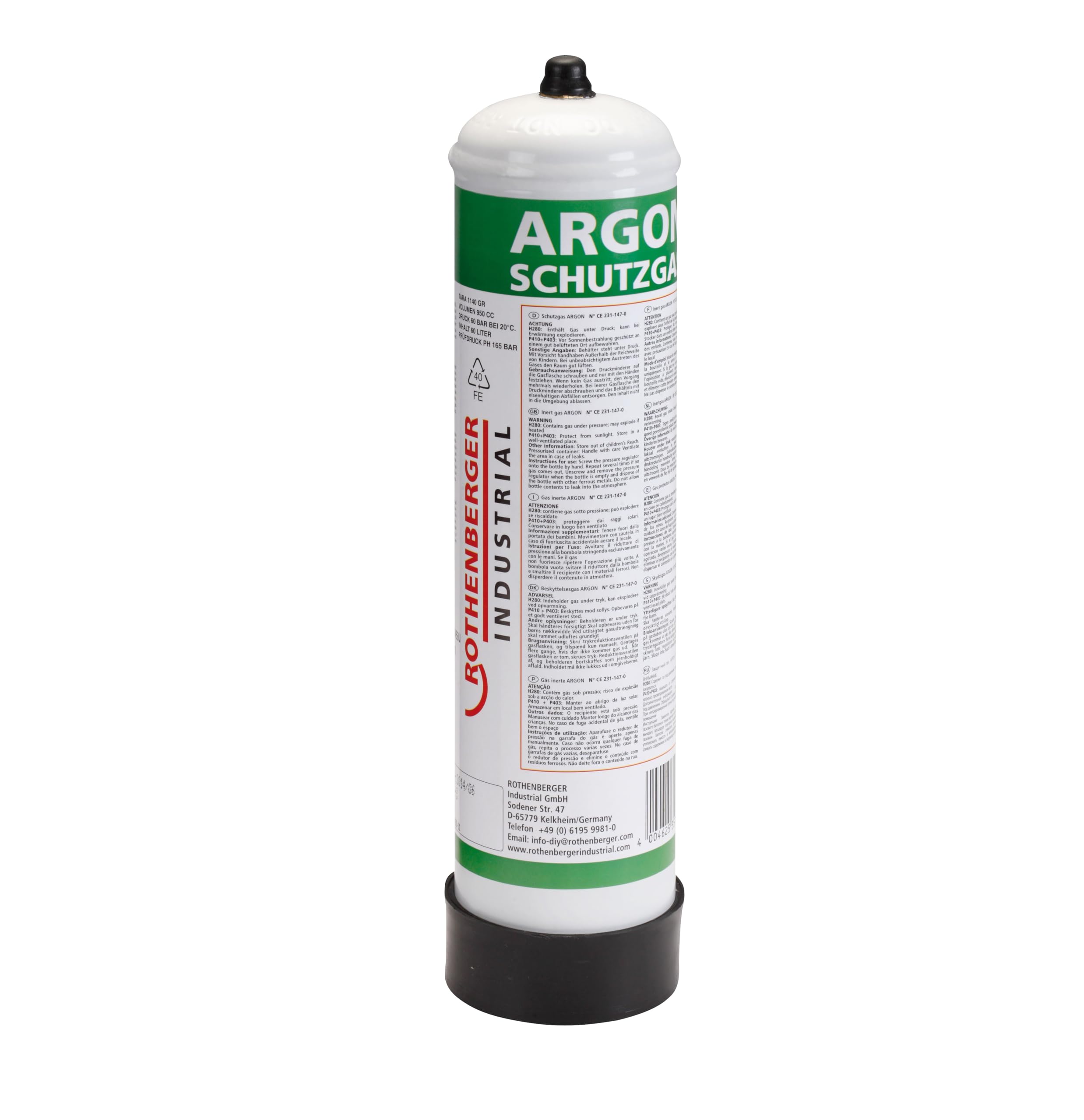 ROTHENBERGER Industrie-Argon Schutzgasflasche 950 ml