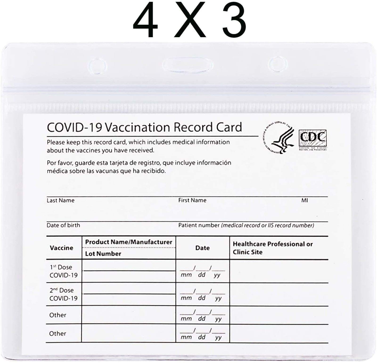 Porta carte di vaccinazione CDC 10,5 x 7,5 cm, custodia protettiva in plastica trasparente in vinile per eventi e viaggi, 200 pezzi