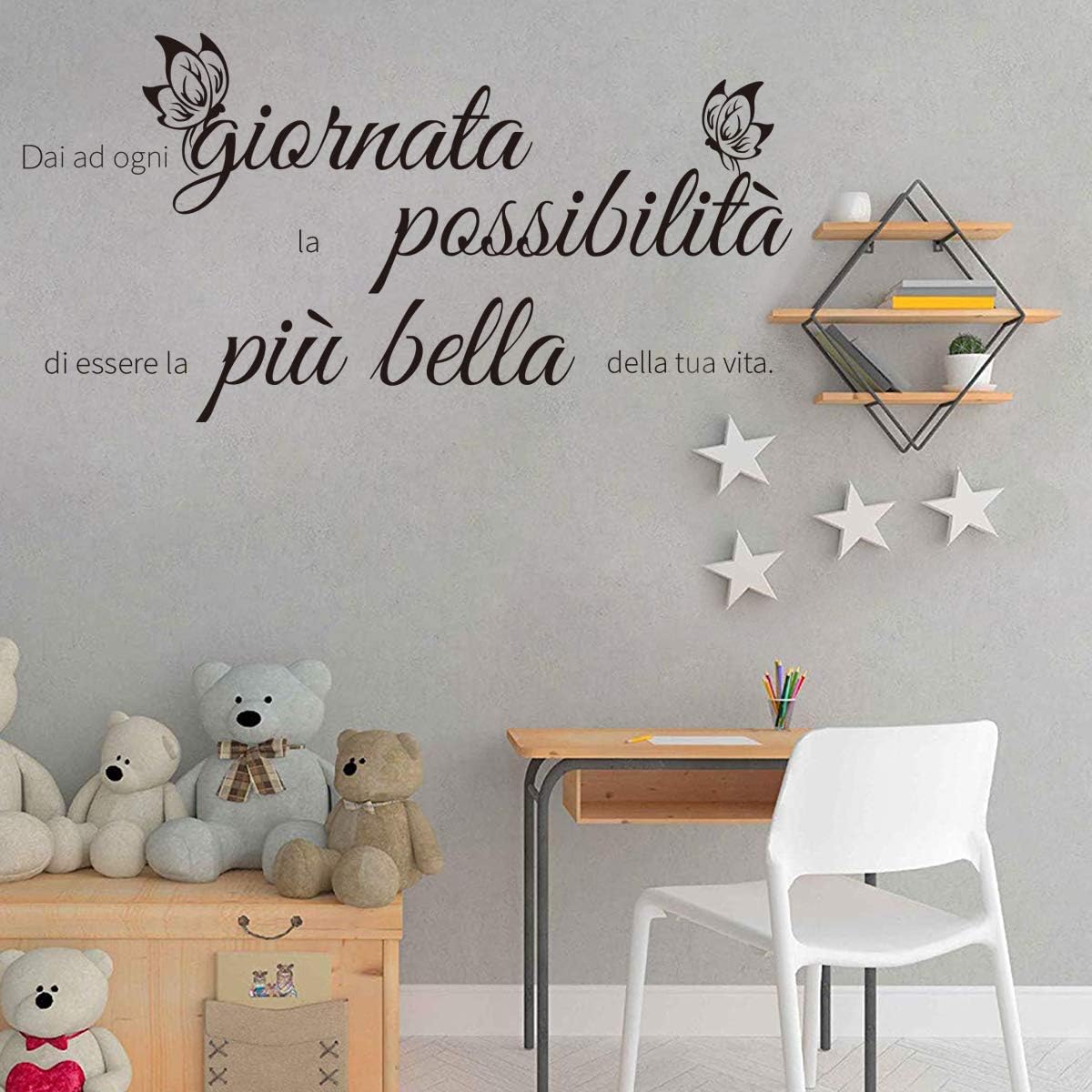 decalmile Inspirational Wall Decals Quotes Italian Dai ad ogni giornata la possibilita di essere la piu bella dell tua vita Butterfly Black Letters Wall Stickers Living Room Bedroom Wall Decor - Image 4
