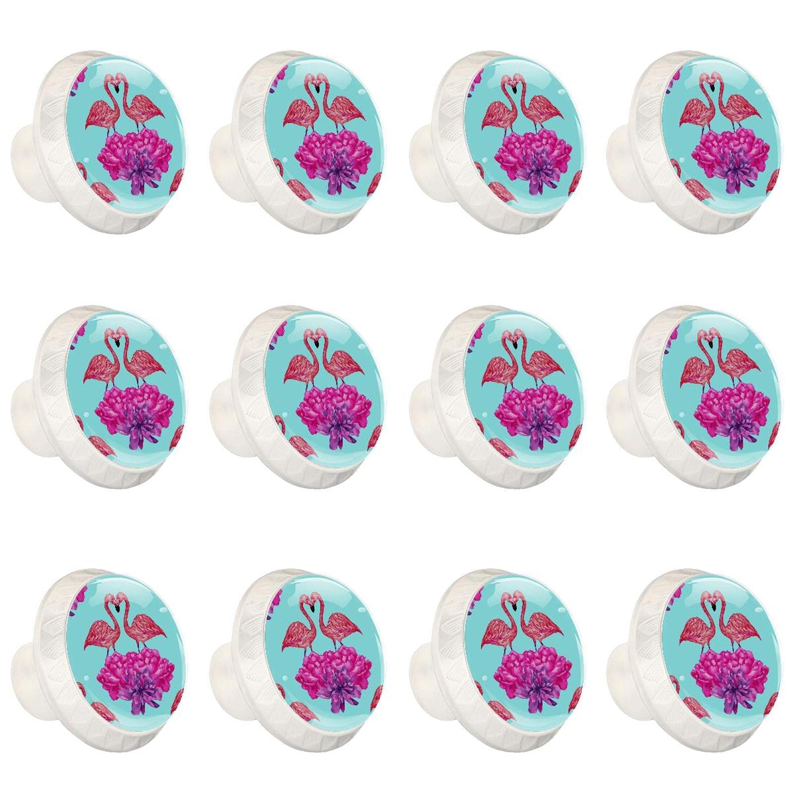 Boutons décoratifs ronds motif flamant rose haut de gamme pour armoire de cuisine et commode