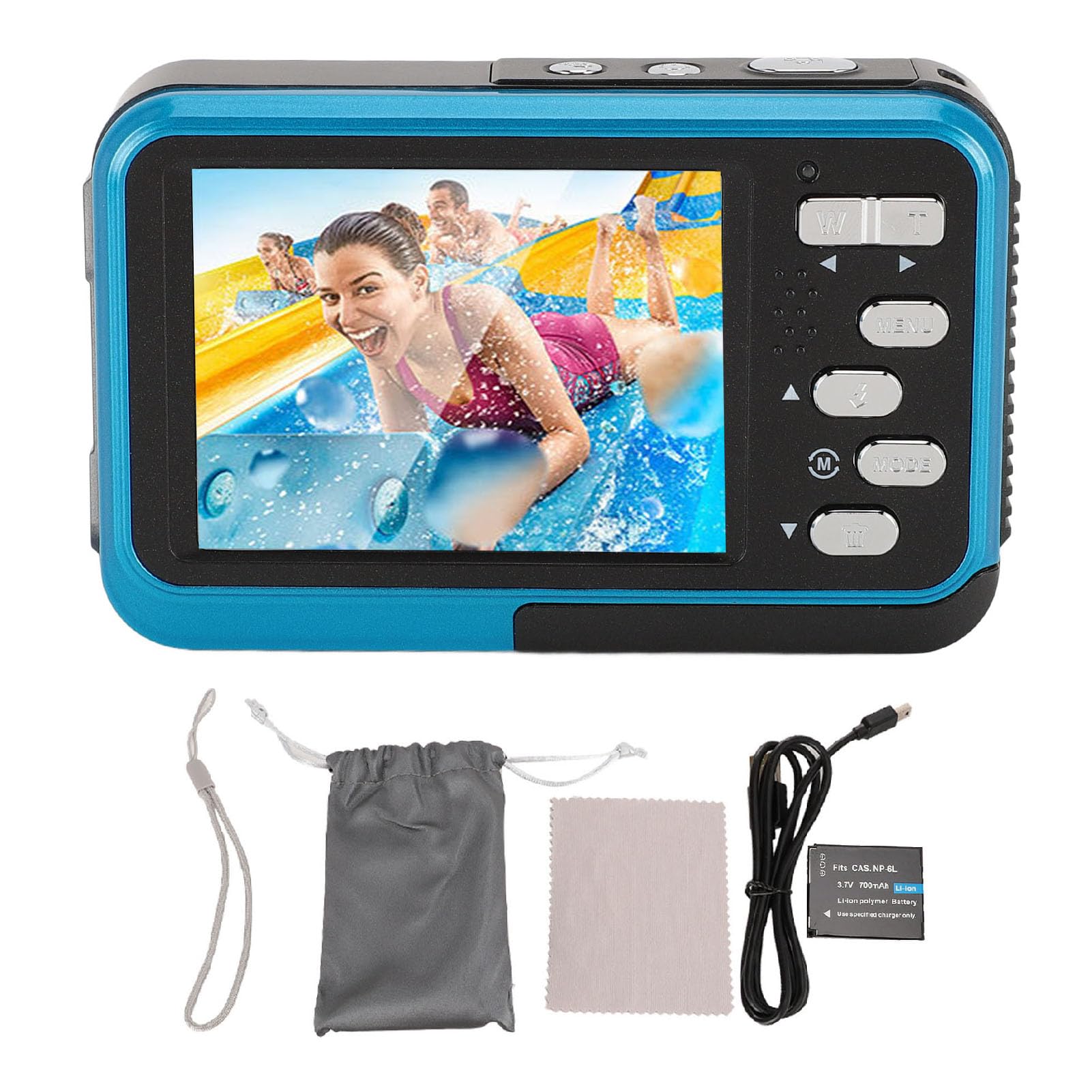 Fotocamera Subacquea 4K 48MP Con Doppio Schermo (3”+2”) – Impermeabile Fino A 3 Metri, Scheda 32GB Inclusa, Rilevamento Volti E Anti-shake