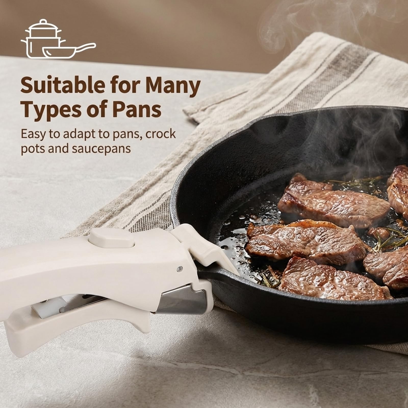 KxrTpx Universal Detachable Pan Handle, Space-Saving Removable Handle for Pots and Pans Anti-Scald Protection - Image 5