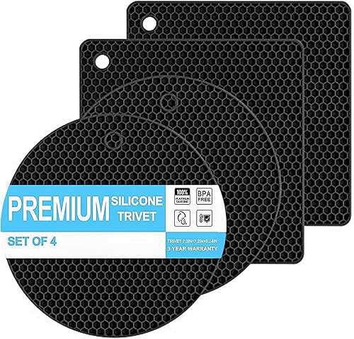 Salvamanteles de silicona para platos calientes, 4 alfombrillas resistentes al calor para encimeras, almohadillas calientes antideslizantes