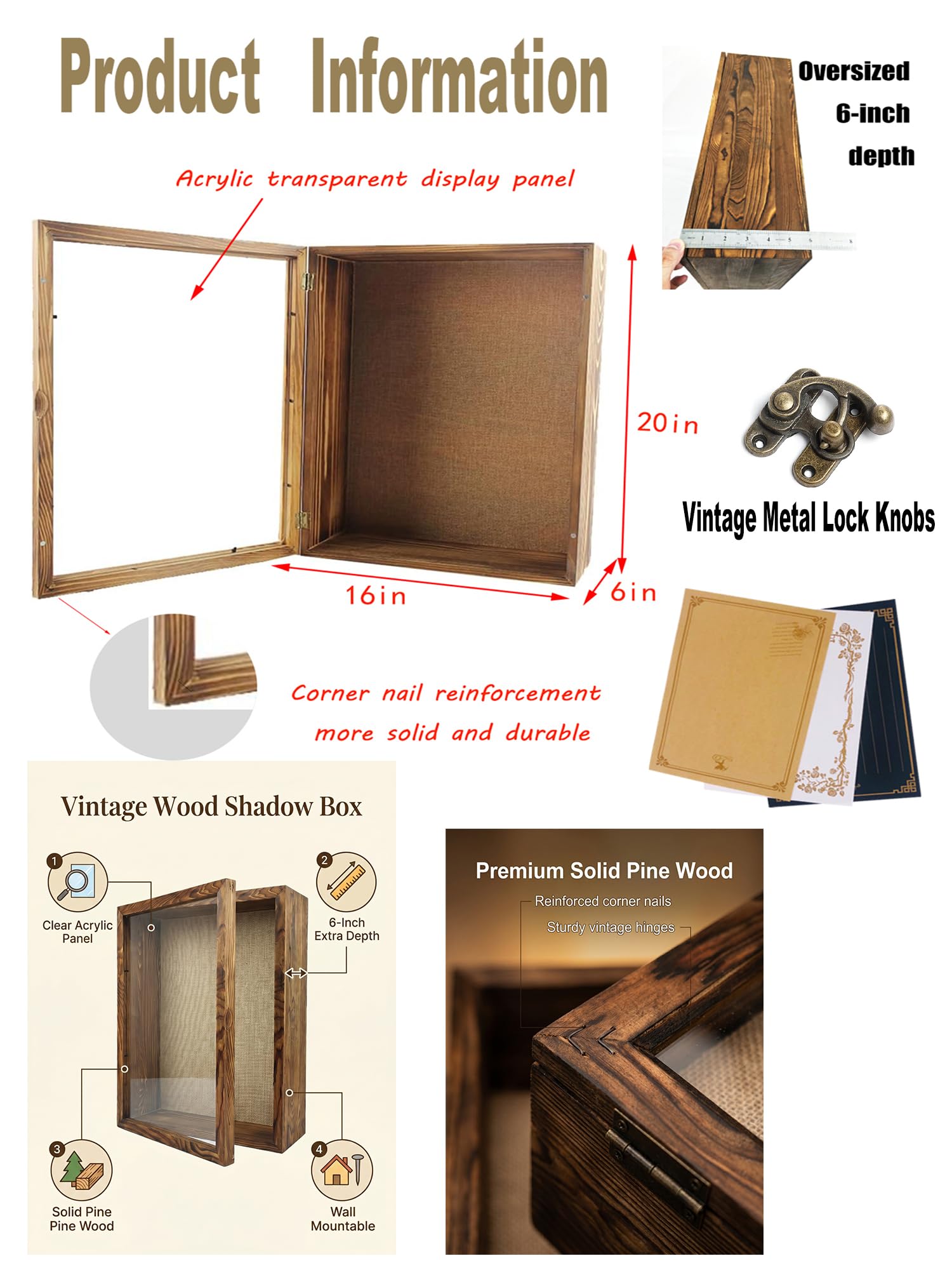 ビーフィーター　電話ボックス　木製　ディスプレイ　　プラスチックではありません Amazon.co.jp: YIYUESHIJIU 16x20 木製シャドウボックスフレーム、6