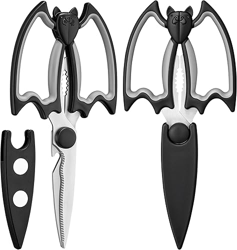Vista 10 de Tijeras de cocina multiusos, paquete de 3, tijeras de cocina de acero inoxidable resistentes para cortar carne, alimentos, pescado, aves de corral