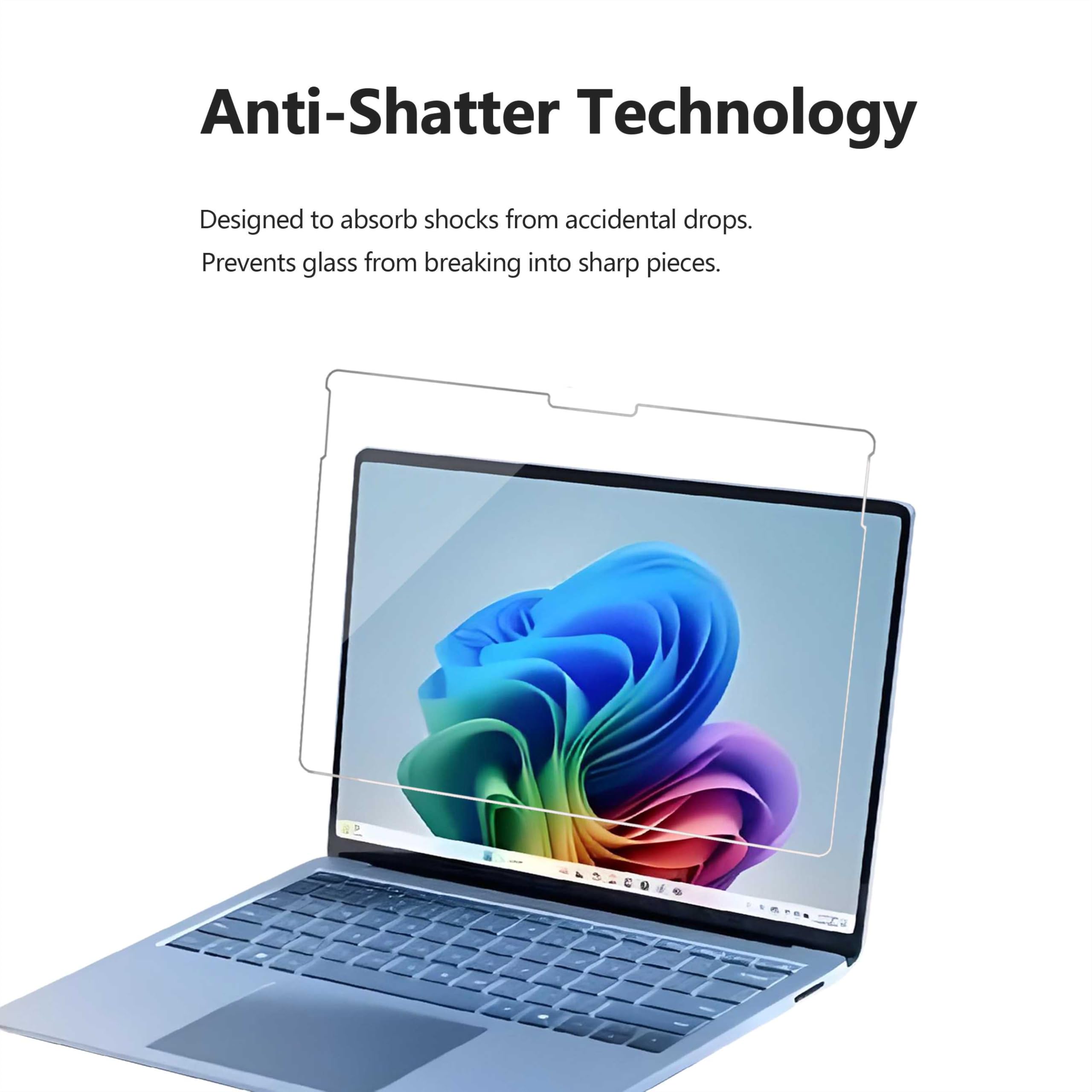 Adeway Protector de pantalla de vidrio templado Surface Laptop de 13" (2025), UltraGlass 9H+, resistente a arañazos, caídas, huellas dactilares, claridad HD, pack 2.